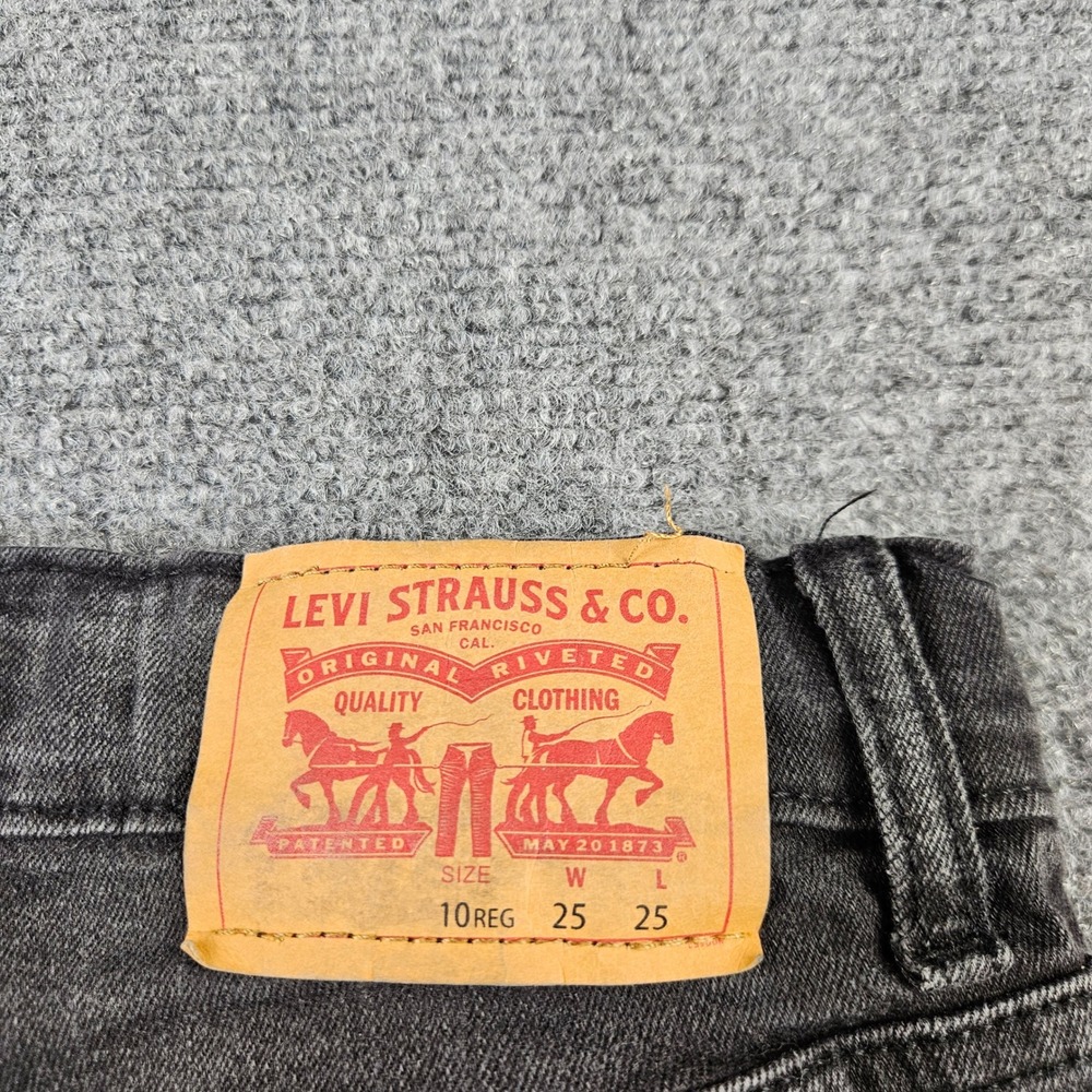 Levis 512 Slim Taper Boys Jeans Black Washed Size 10 Reg 25x25 Adjustable Waist - Picture 10 of 12